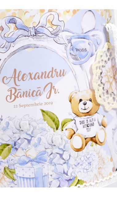 Trusou de botez pentru baieti cu ursuletul Baby Dior, Ursulet de plus 1